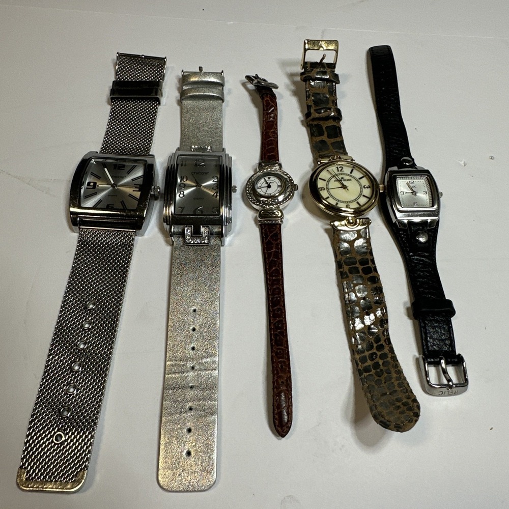 Lot of 5 women's watches. New Batteries 2 Chicos, Brighton, Anne Klein 1 Relic